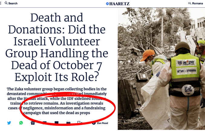 ZAKA’s World – How an Israeli Organization Used October 7 to Tell Lies and Make Money